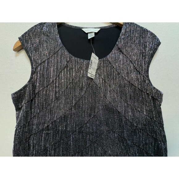 Christopher & Banks Womens Metallic Tank Top Blouse Size M Black Sleeveless NWT - Picture 6 of 9